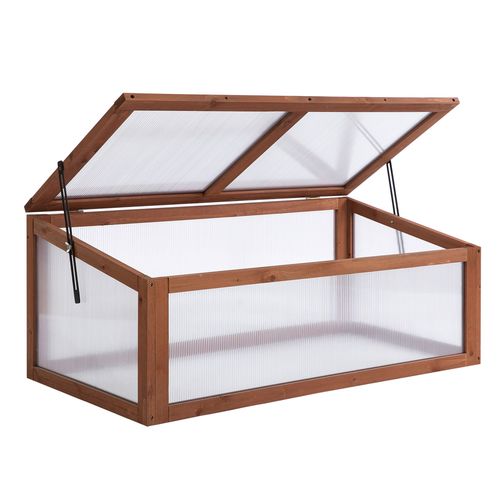 Square Wooden Greenhouse with Tilted Top – Polycarbonate Cold Frame for Gardens - plants - express.com