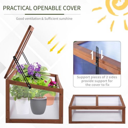 Square Wooden Greenhouse with Tilted Top – Polycarbonate Cold Frame for Gardens - plants - express.com