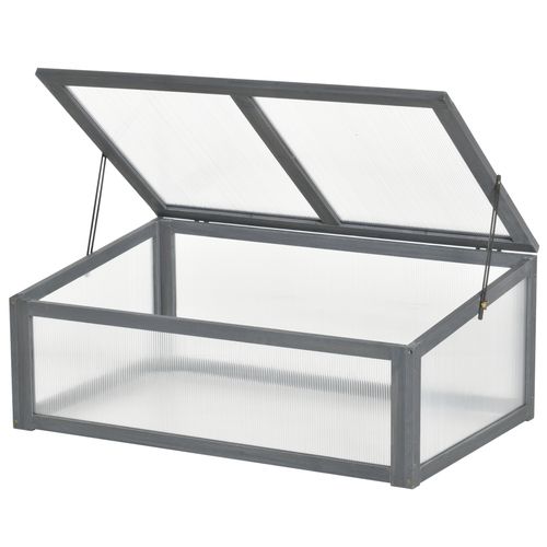 Square Wooden Greenhouse with Tilted Top – Polycarbonate Cold Frame for Gardens - plants - express.com