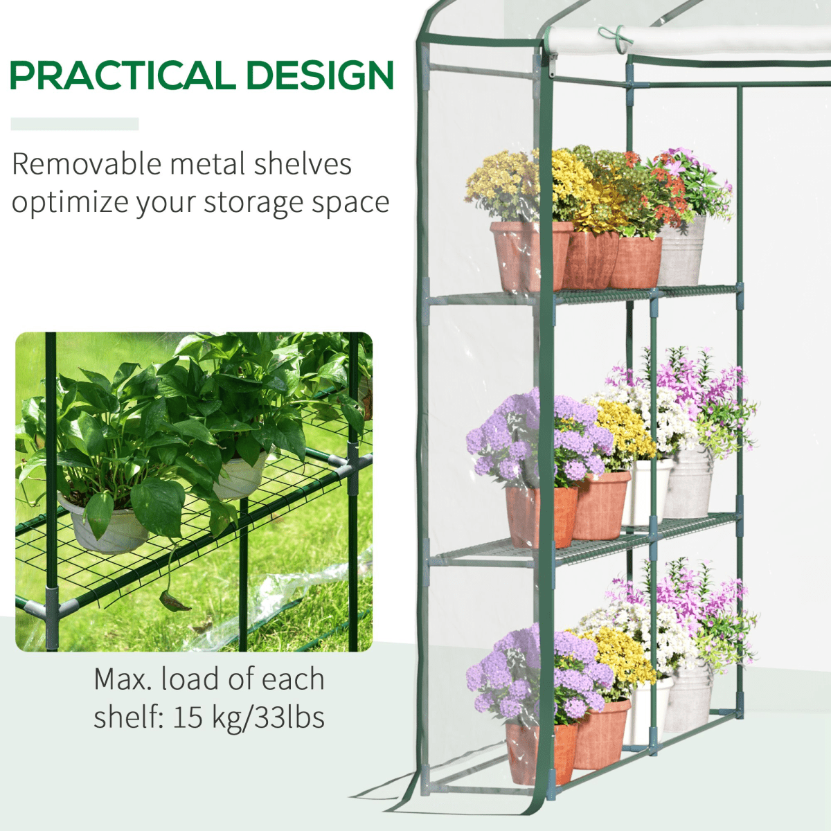 Steel Frame Greenhouse Steel Frame, 2 Shelves - plants - express.com