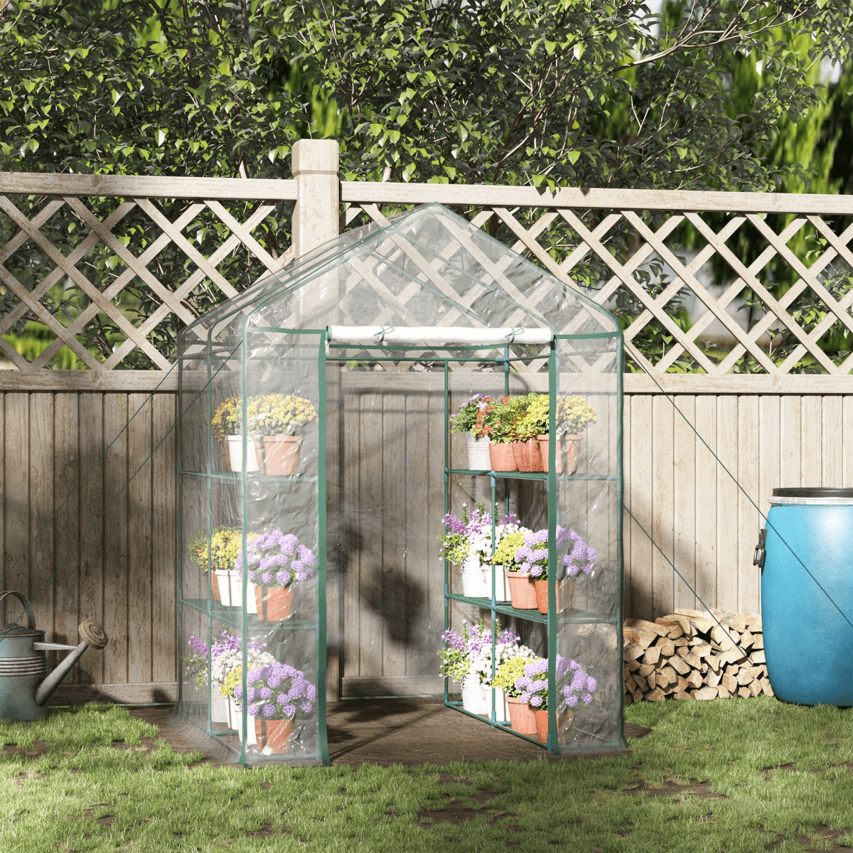 Steel Frame Greenhouse Steel Frame, 2 Shelves - plants - express.com