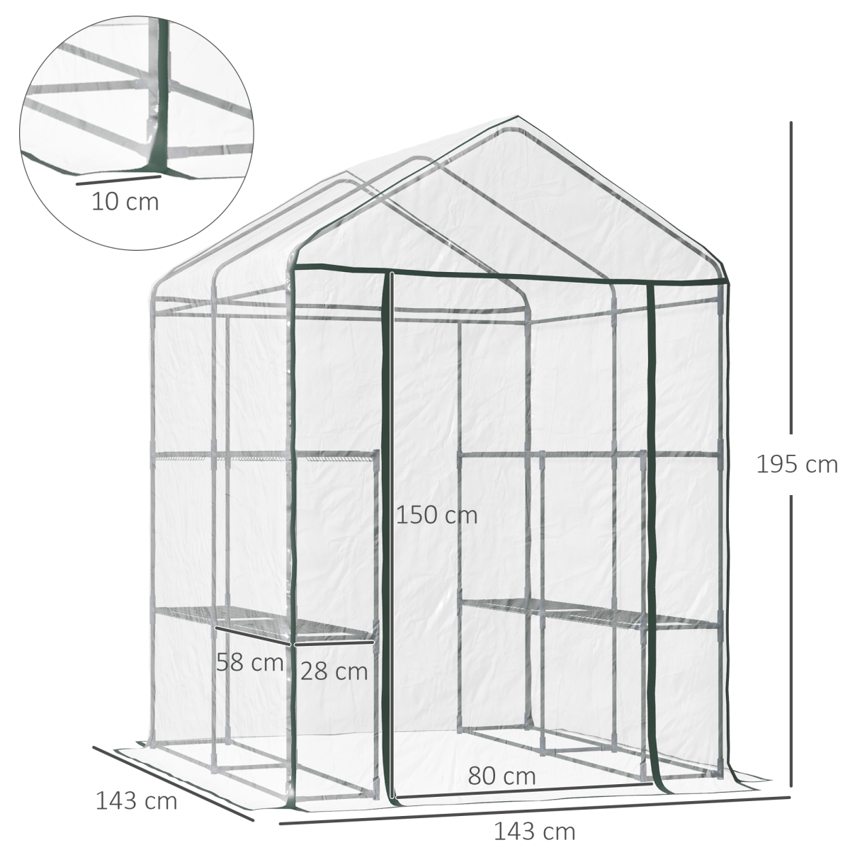 Steel Frame Greenhouse Steel Frame, 2 Shelves - plants - express.com