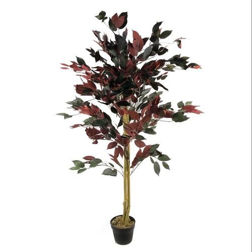 Stunning 4ft Red Ficus Tree in Gold Planter - Lifelike & Long - Lasting Decor - plants - express.com