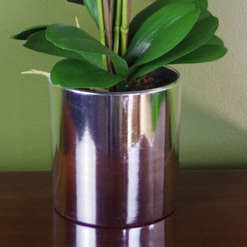 Stunning 52cm Dark Pink Orchid in Elegant Silver Pot - Real Touch Elegance - plants - express.com