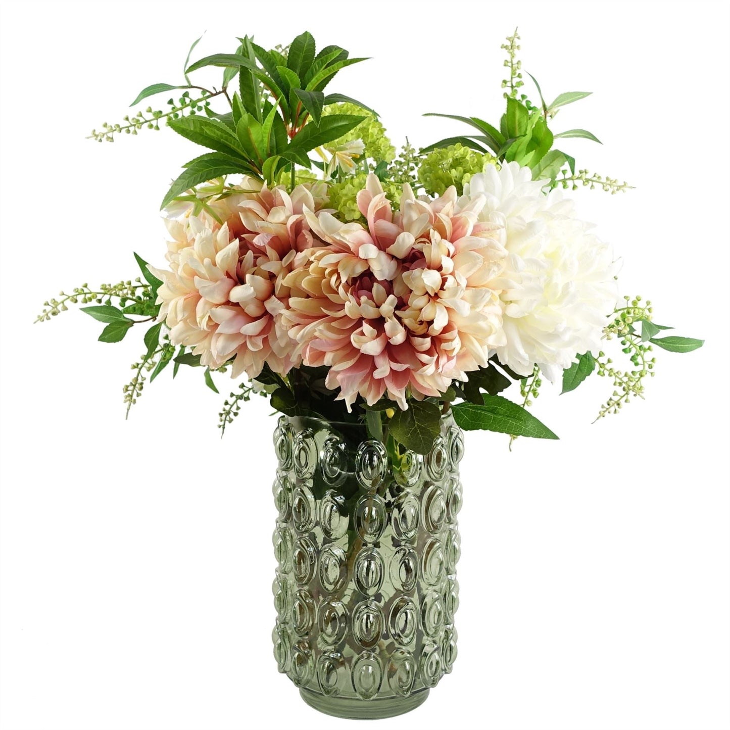 Stunning 55cm Artificial Chrysanthemum Arrangement with Retro Glass Vase - plants - express.com