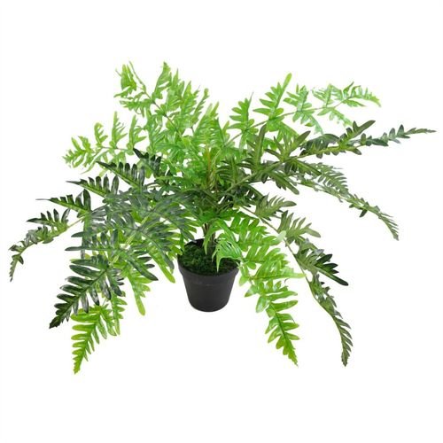 Stunning 60cm Copper Hanging Planter with Lifelike Evergreen Fern - plants - express.com