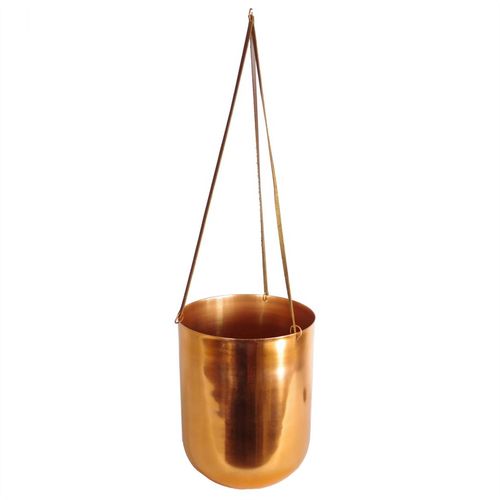 Stunning 60cm Copper Hanging Planter with Lifelike Evergreen Fern - plants - express.com