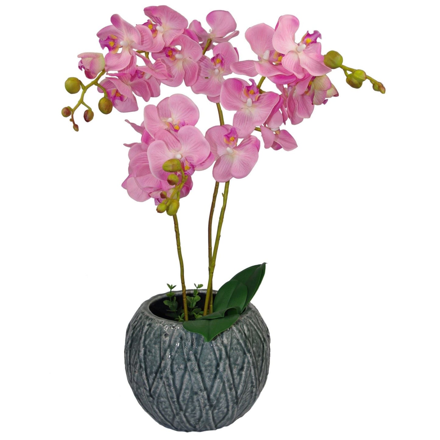 Stunning 60cm Triple Stem Pink Orchid - Lifelike Faux Flower Arrangement - plants - express.com