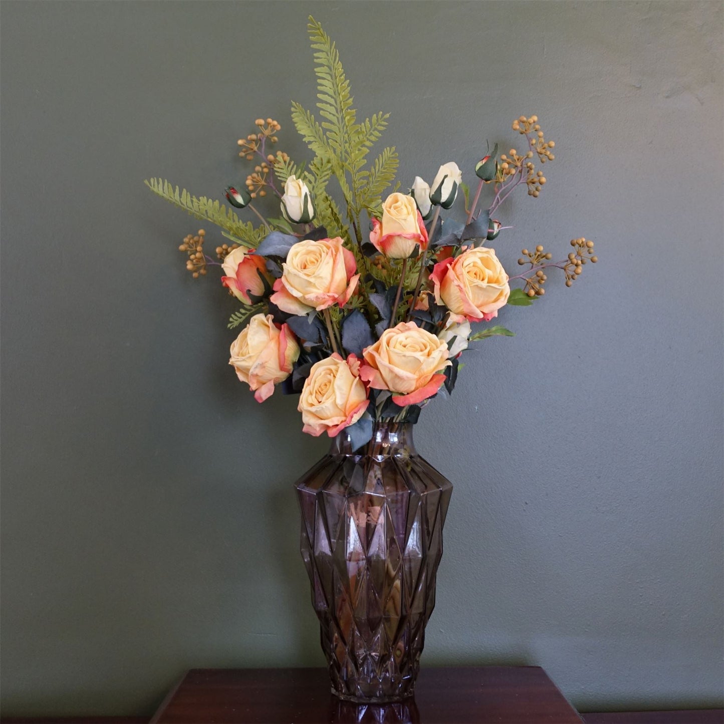 Stunning 65cm Yellow Rose & Glass Vase Set for Elegant Décor - plants - express.com