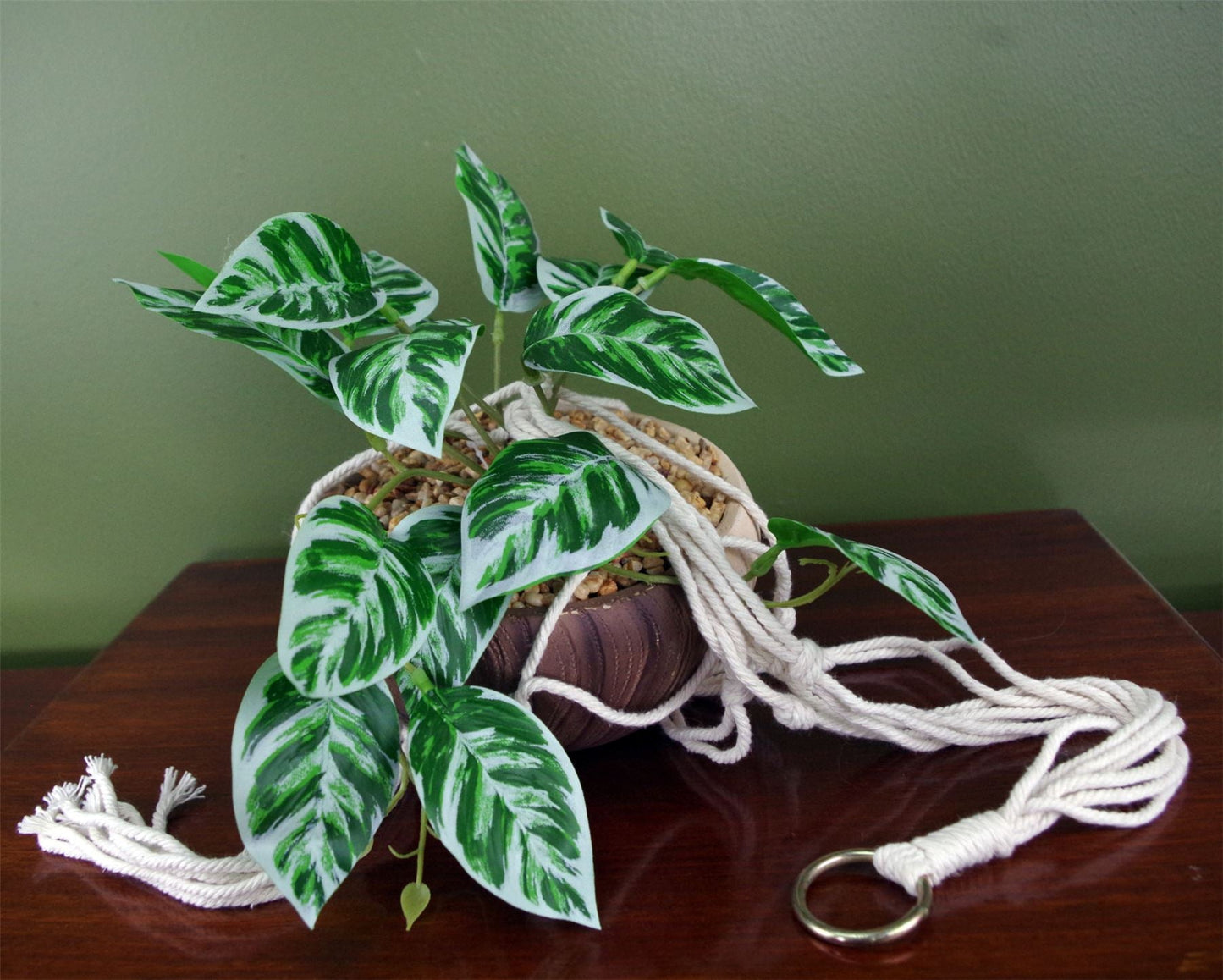 Stunning 85cm Hanging Artificial Pothos Plant with Elegant Ceramic Planter - plants - express.com