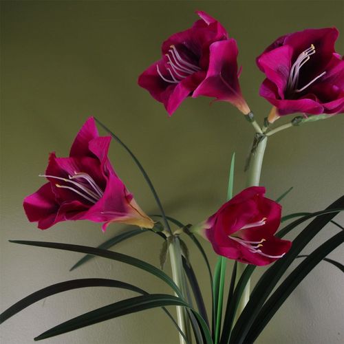Stunning Pink Artificial Amaryllis Plant - Lifelike Home Décor Masterpiece! - plants - express.com