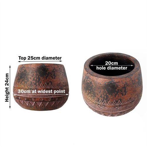 Stunning Zaturn 24cm x 30cm Rustic Planter in Brown/Black - Perfect for Any Space! - plants - express.com