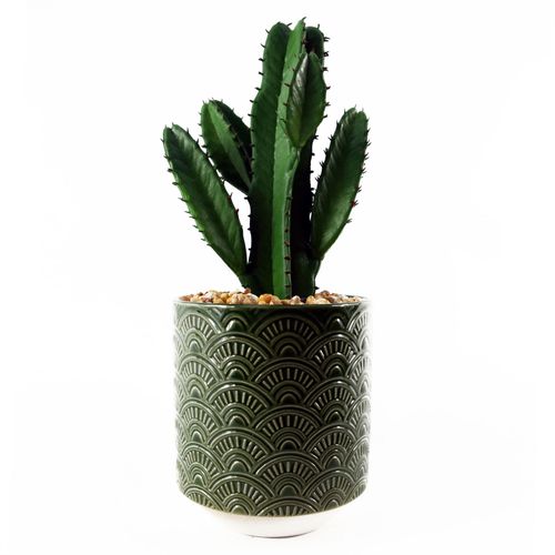 Stylish 23cm Artificial Cactus in Chic Green Ceramic Planter – No Mess, Just Style! - plants - express.com