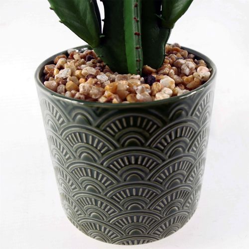 Stylish 23cm Artificial Cactus in Chic Green Ceramic Planter – No Mess, Just Style! - plants - express.com