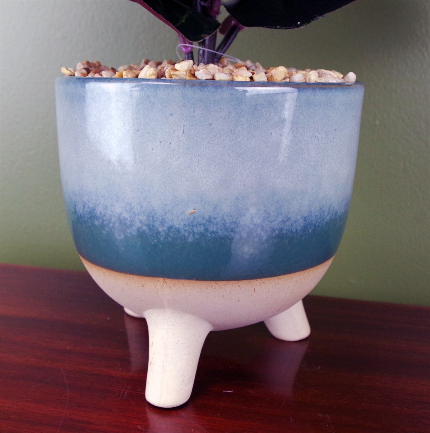 Stylish 35cm Artificial Ficus in Chic Teal Ceramic Planter - Low Maintenance Decor - plants - express.com