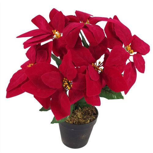 Artificial Christmas Poinsettias in Gold Curve Planter