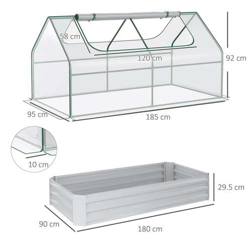 Versatile Dual - Use Steel Raised Garden Bed with Greenhouse Cover – Clear - plants - express.com