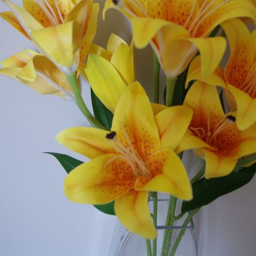 Vibrant 12 - Pack Yellow Artificial Lily Stems - 144 Realistic Flowers! - plants - express.com