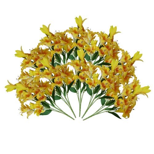 Vibrant 12 - Pack Yellow Artificial Lily Stems - 144 Realistic Flowers! - plants - express.com