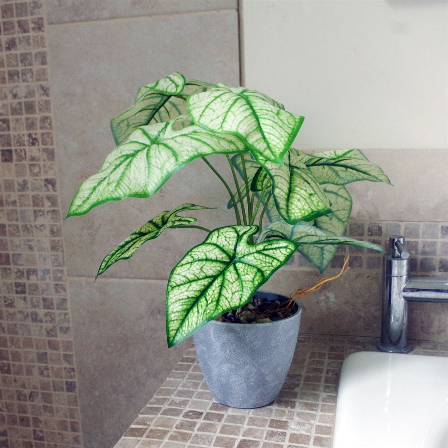 Vibrant 40cm Artificial Taro Plant in Chic Decorative Planter – No Maintenance! - plants - express.com