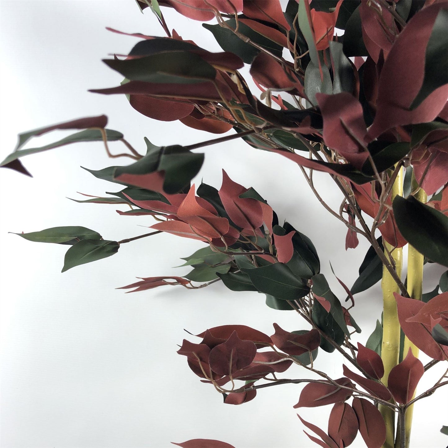 Vibrant 4ft Artificial Ficus Tree in Gold Planter - Lifelike Red & Green Foliage - plants - express.com