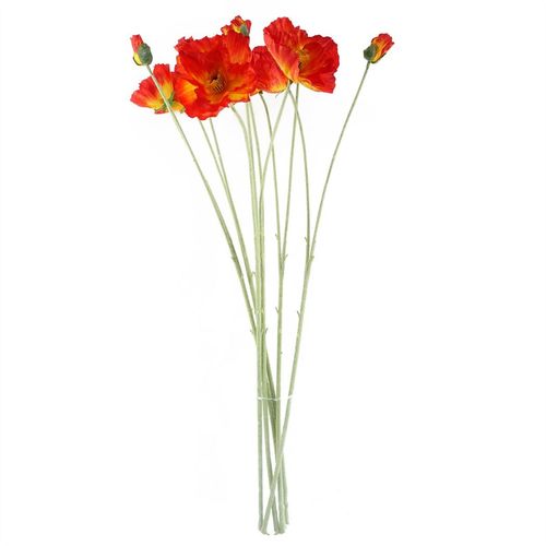 Vibrant 6 - Pack 100cm Artificial Poppy Stems - Elegant Silk Floral Arrangements - plants - express.com