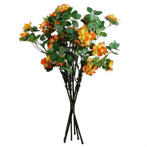 Vibrant 60cm Orange Flower Foliage Spray - Realistic Silk Stem Decor - plants - express.com
