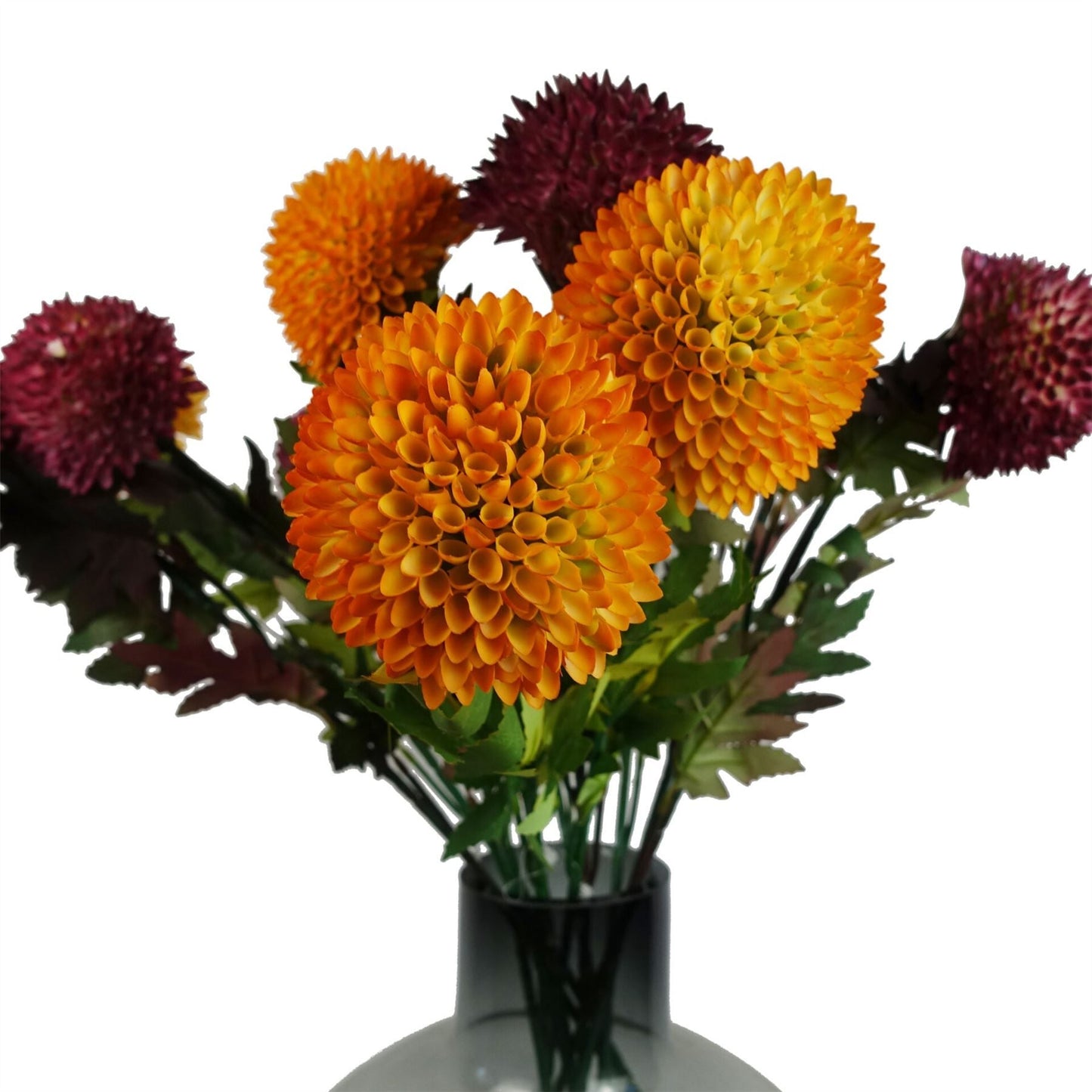 Vibrant 70cm Yellow Large Ball Dahlia Artificial Flower Stem - Perfect for Arrangements! - plants - express.com
