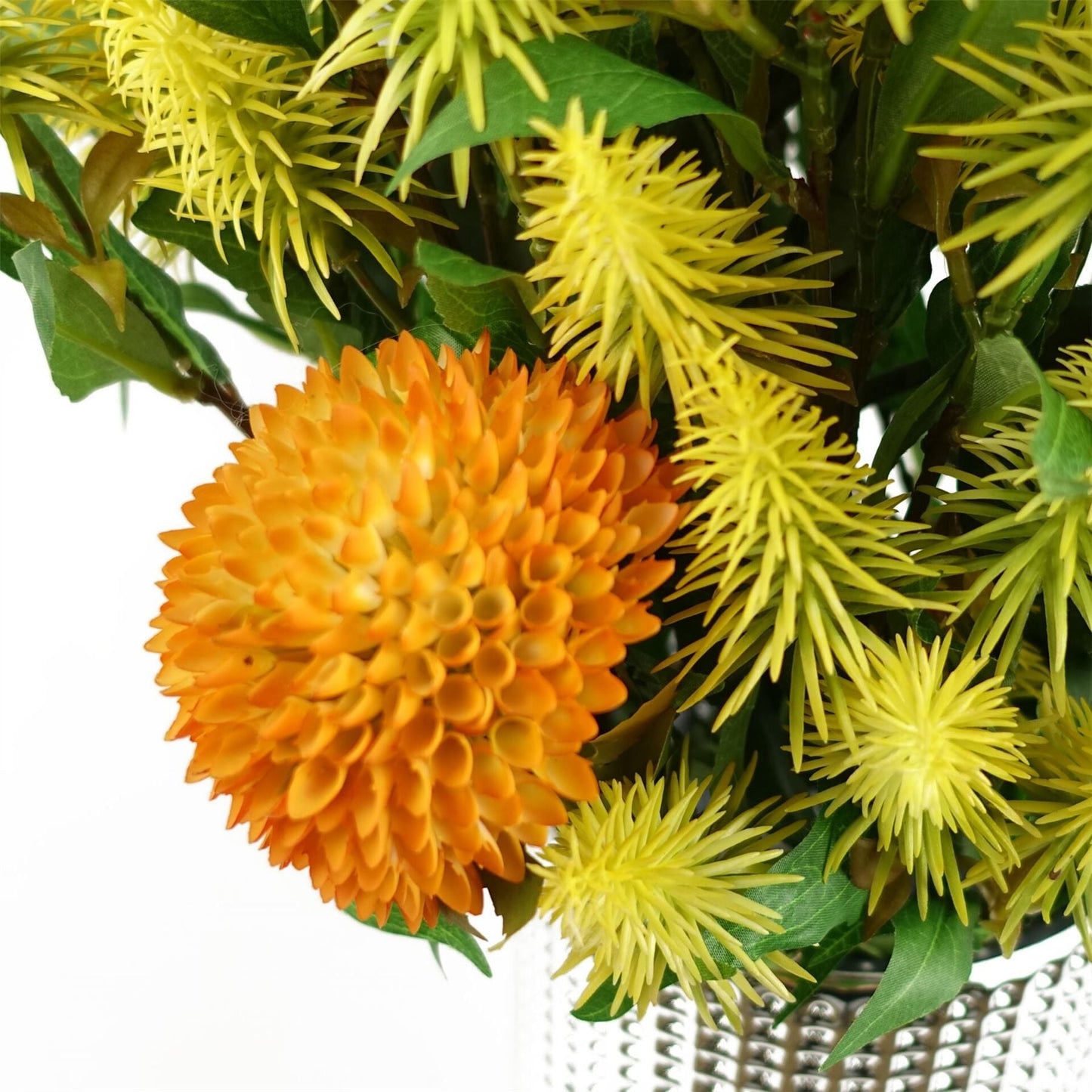 Vibrant 70cm Yellow Large Ball Dahlia Artificial Flower Stem - Perfect for Arrangements! - plants - express.com