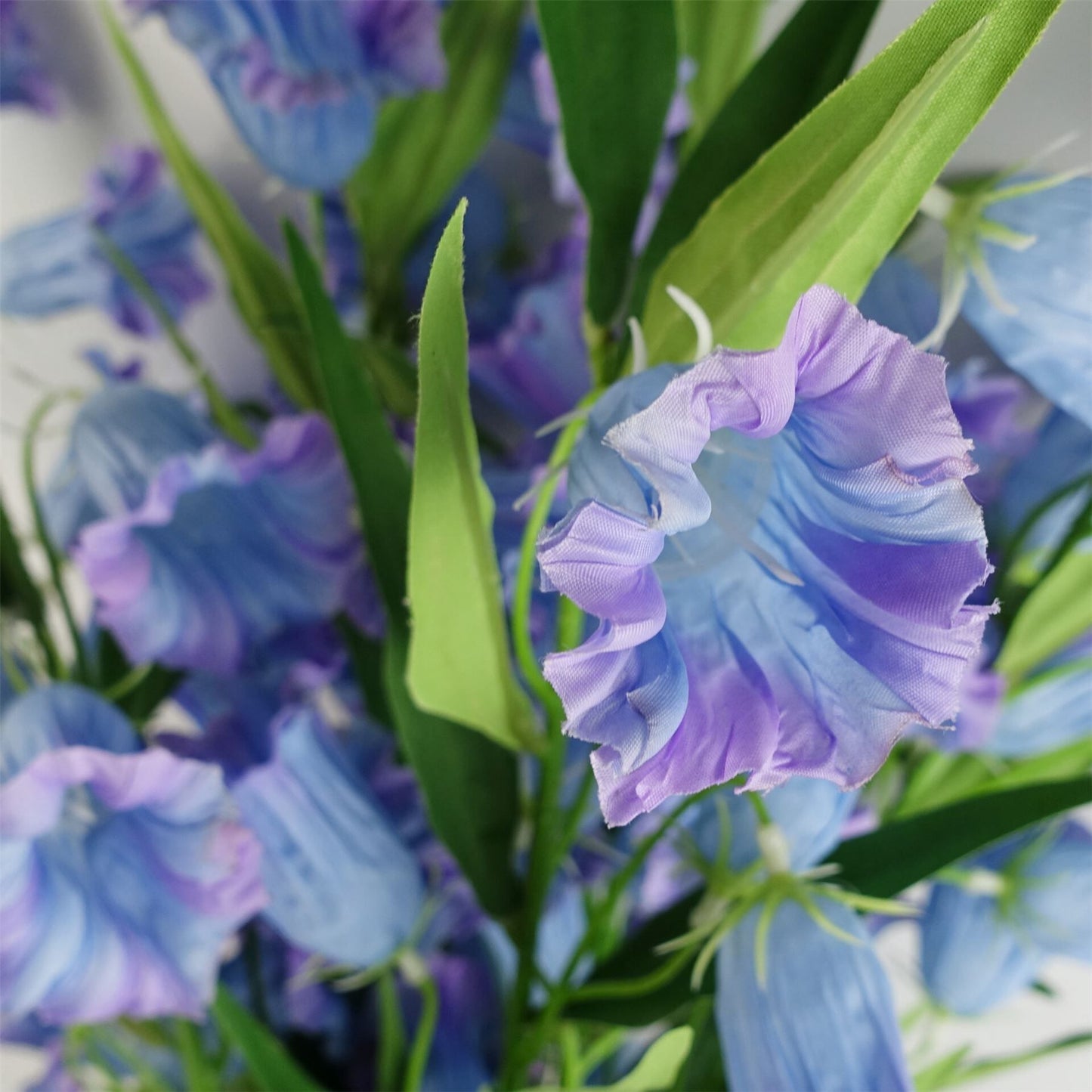 Vibrant Blue Trumpet Flower Stems - Set of 6 | 100cm Silk Elegance - plants - express.com