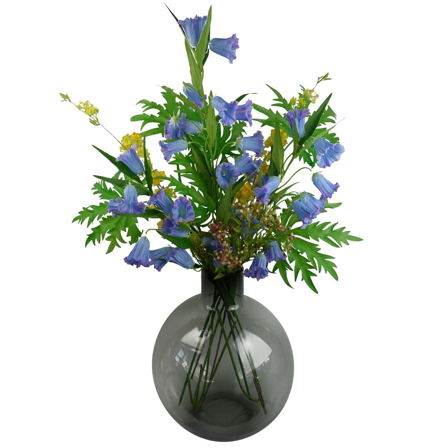 Vibrant Blue Trumpet Flower Stems - Set of 6 | 100cm Silk Elegance - plants - express.com