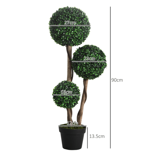 Vibrant HOMCOM 90cm Artificial Boxwood Topiary Tree - Indoor/Outdoor Decor - plants - express.com