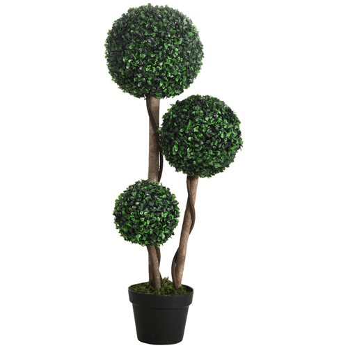 Vibrant HOMCOM 90cm Artificial Boxwood Topiary Tree - Indoor/Outdoor Decor - plants - express.com