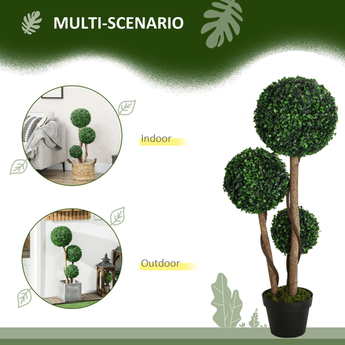 Vibrant HOMCOM 90cm Artificial Boxwood Topiary Tree - Indoor/Outdoor Decor - plants - express.com
