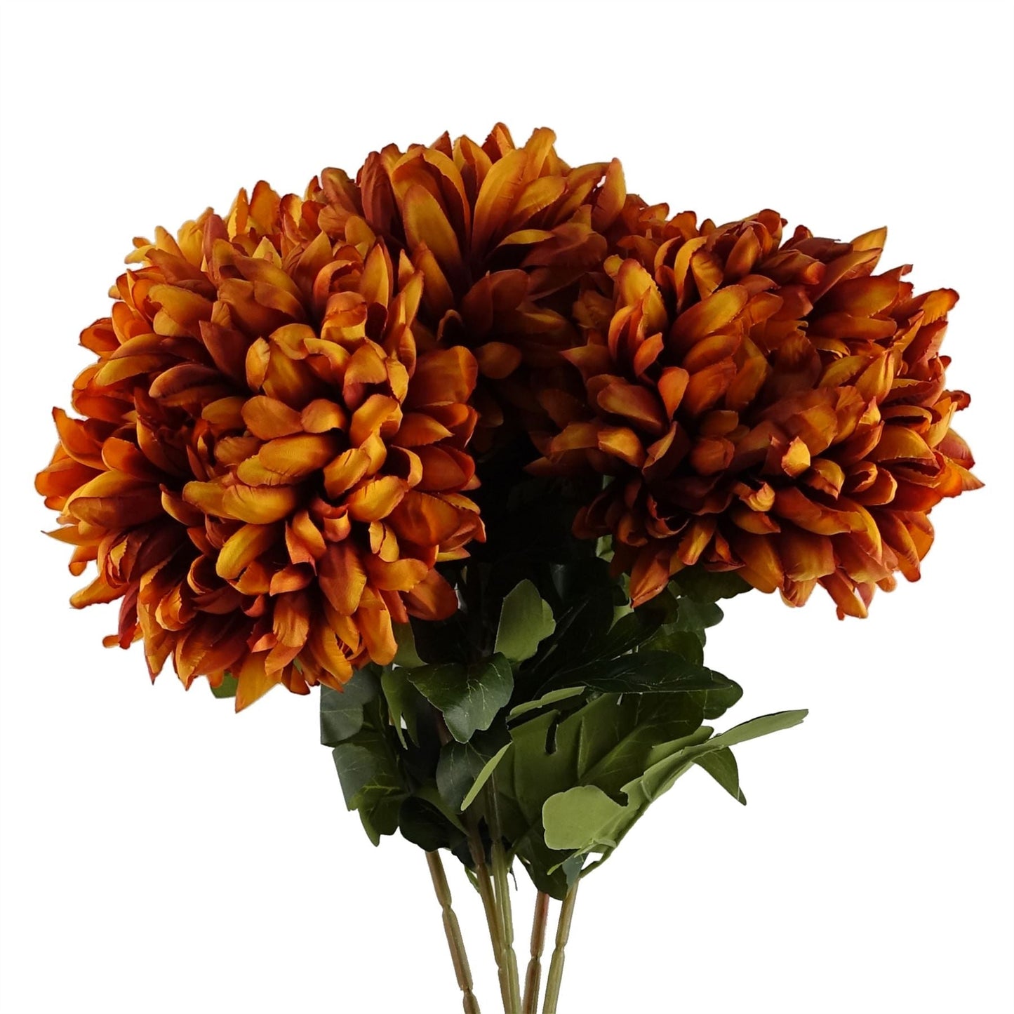 Vibrant Orange Silk Chrysanthemum Stems - Pack of 6 Extra Large Floral Accents - plants - express.com