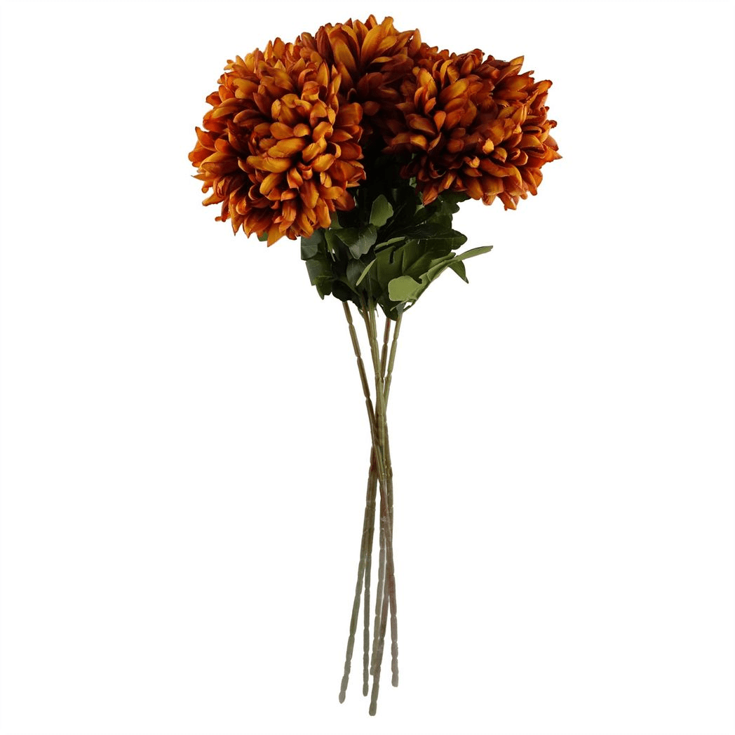 Vibrant Orange Silk Chrysanthemum Stems - Pack of 6 Extra Large Floral Accents - plants - express.com