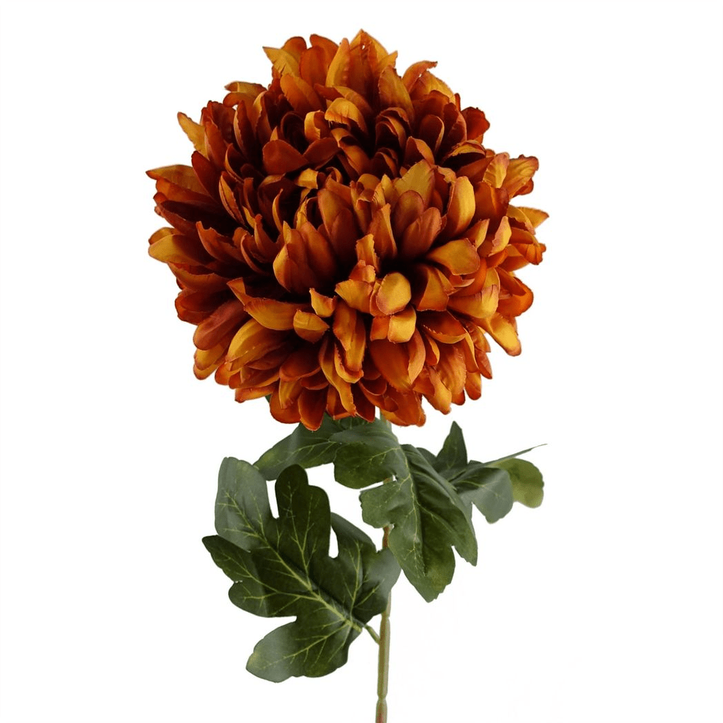 Vibrant Orange Silk Chrysanthemum Stems - Pack of 6 Extra Large Floral Accents - plants - express.com