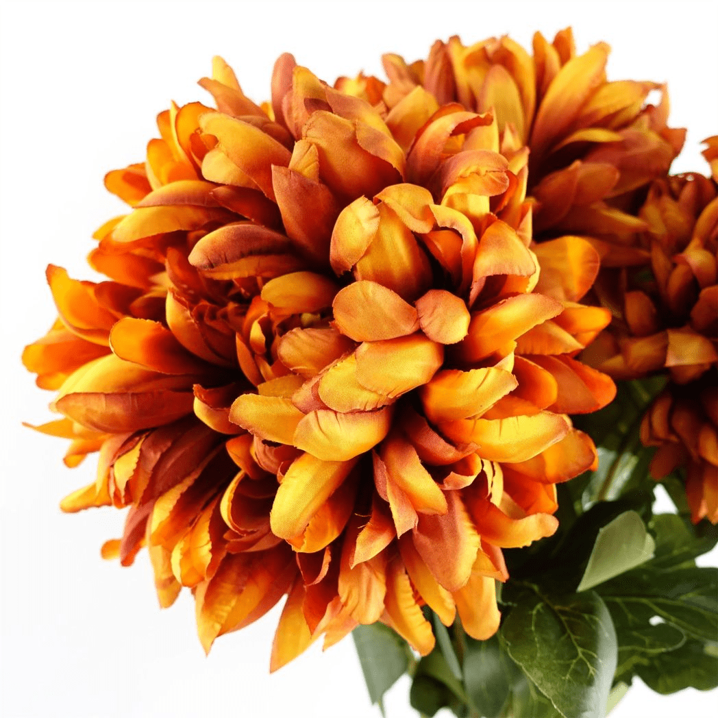 Vibrant Orange Silk Chrysanthemum Stems - Pack of 6 Extra Large Floral Accents - plants - express.com