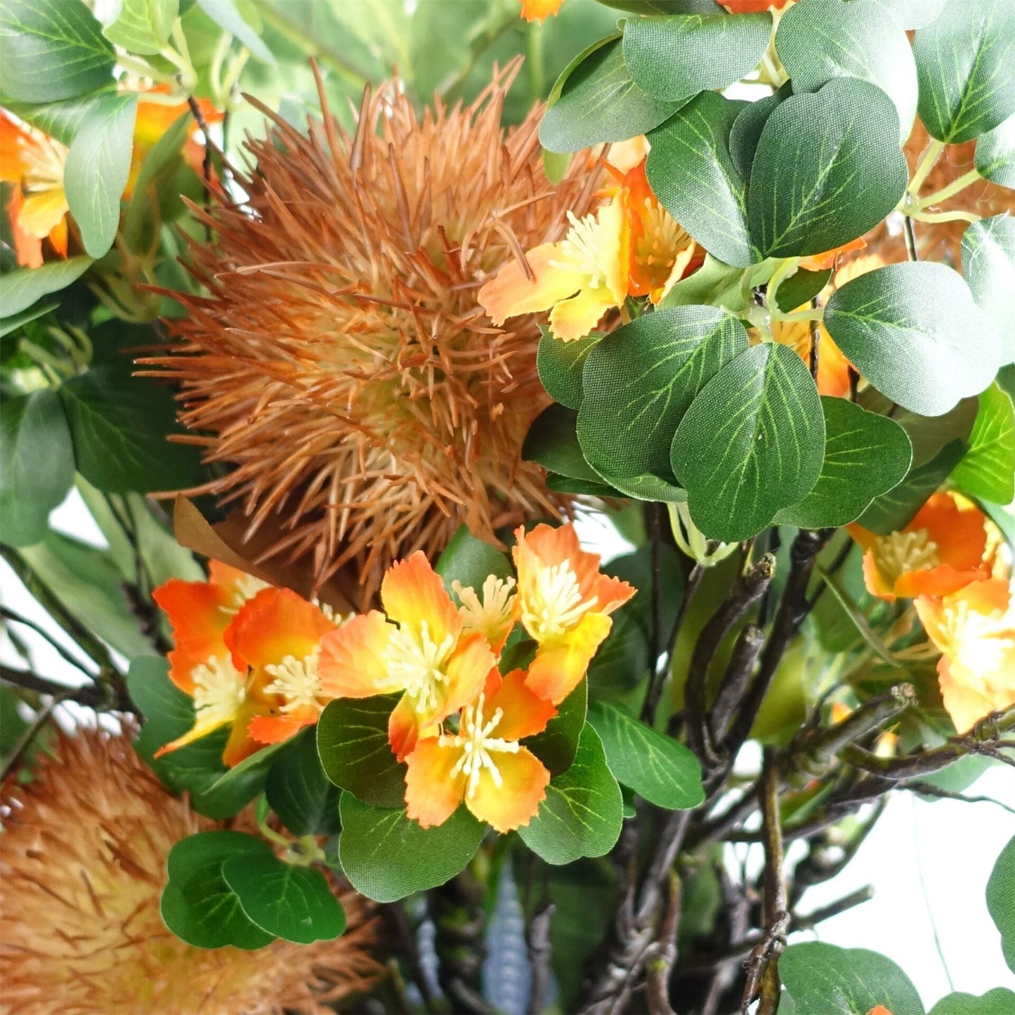 Vibrant Orange Silk Flower Foliage Spray Set - 6 Realistic Stems, 60cm - plants - express.com