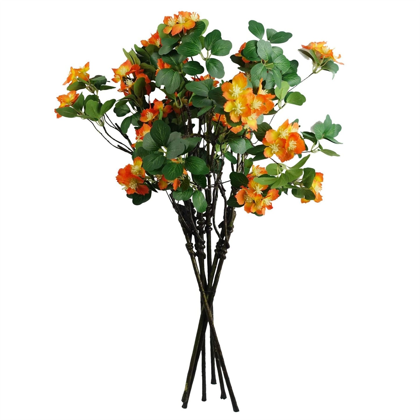 Vibrant Orange Silk Flower Foliage Spray Set - 6 Realistic Stems, 60cm - plants - express.com