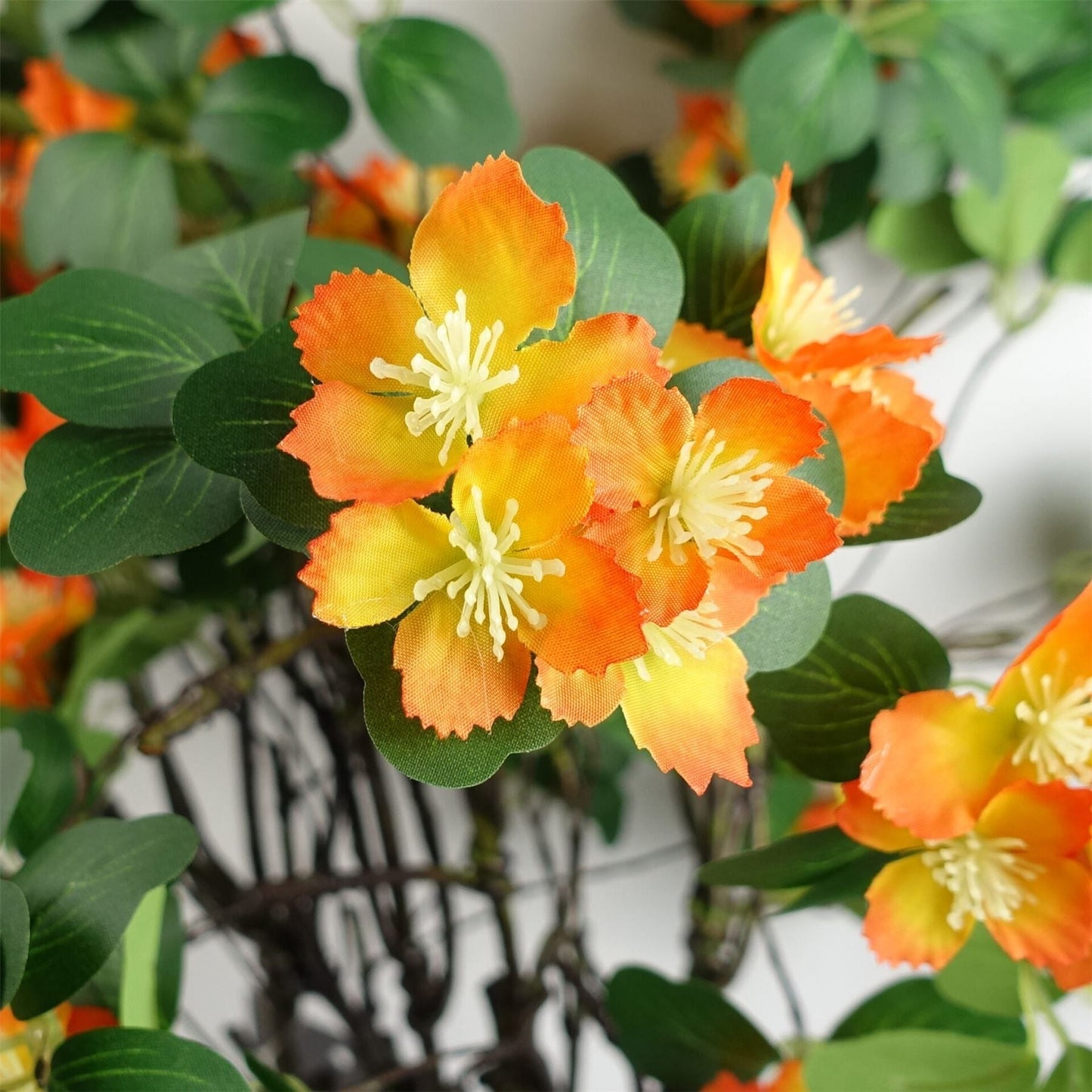 Vibrant Orange Silk Flower Foliage Spray Set - 6 Realistic Stems, 60cm - plants - express.com