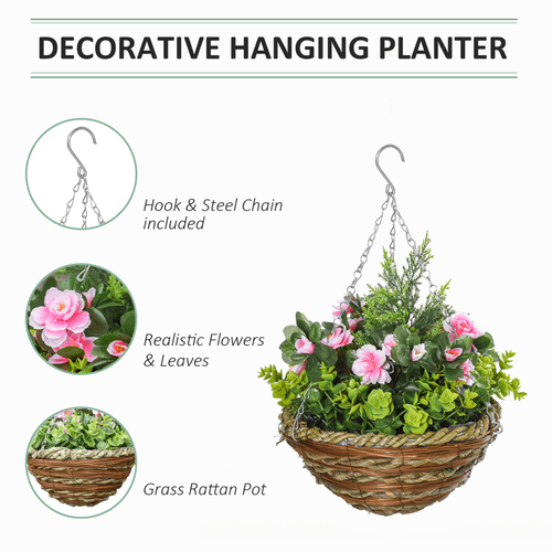 Vibrant Pack of 2 Artificial Lisianthus Hanging Planters - Effortless Elegance - plants - express.com