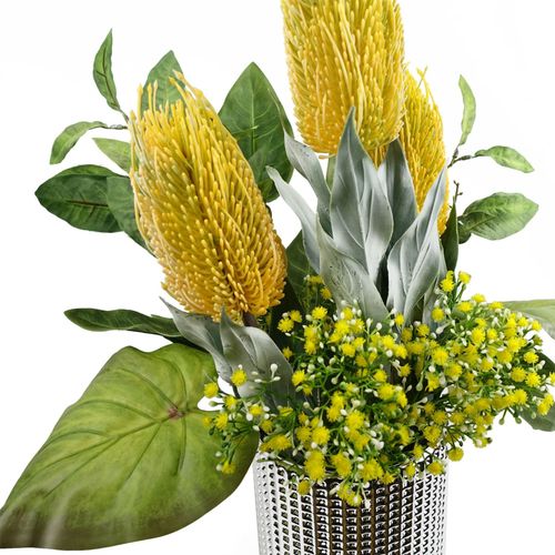 Vibrant Pack of 6 75cm Artificial Yellow Banksia Menziesii Flower Stems - plants - express.com