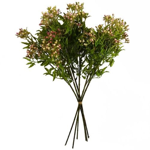 Vibrant Pack of 6 Faux Foliage Stems with Charming Pink Berries - plants - express.com