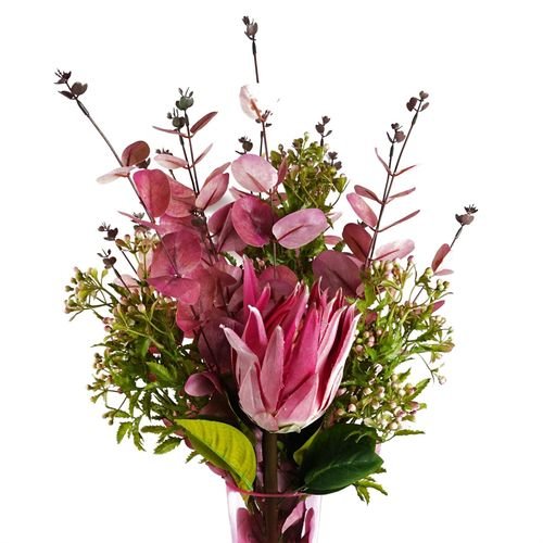 Vibrant Pack of 6 Faux Foliage Stems with Charming Pink Berries - plants - express.com