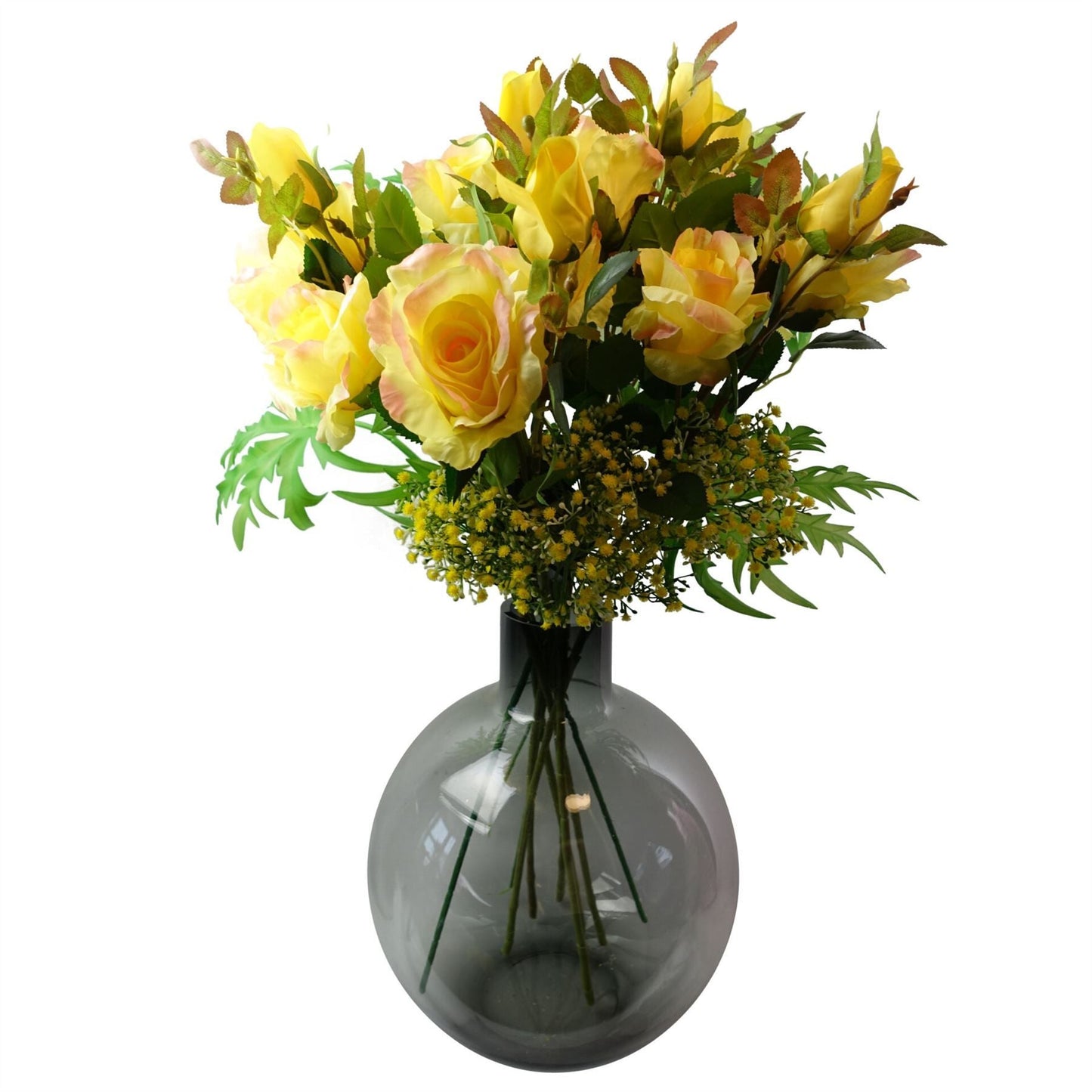 Vibrant Pack of 6 Silk Yellow Rose Stems – Perfect for Stunning Arrangements! - plants - express.com