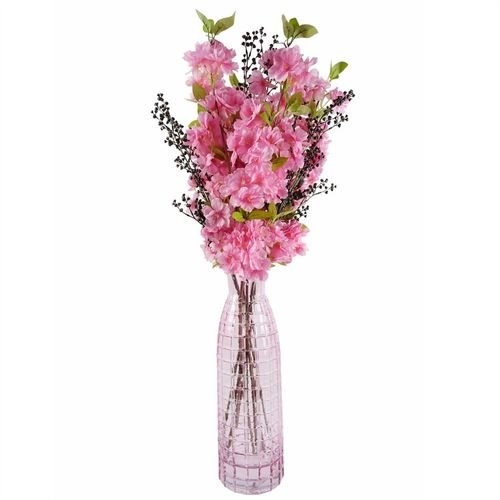 Vibrant Pink Artificial Blossom Stems - Set of 6, 100cm Each for Stunning Decor - plants - express.com