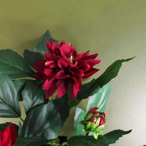Vibrant Red Artificial Dahlia Plant - Realistic Décor for Any Space - plants - express.com