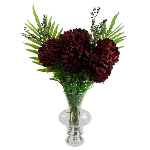 Vibrant Red Extra Large Silk Chrysanthemum Blooms - Pack of 6 - plants - express.com