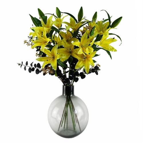 Vibrant Yellow Lily Stems - Set of 6 Large 100cm Silk Flowers for Stunning Arrangements - plants - express.com